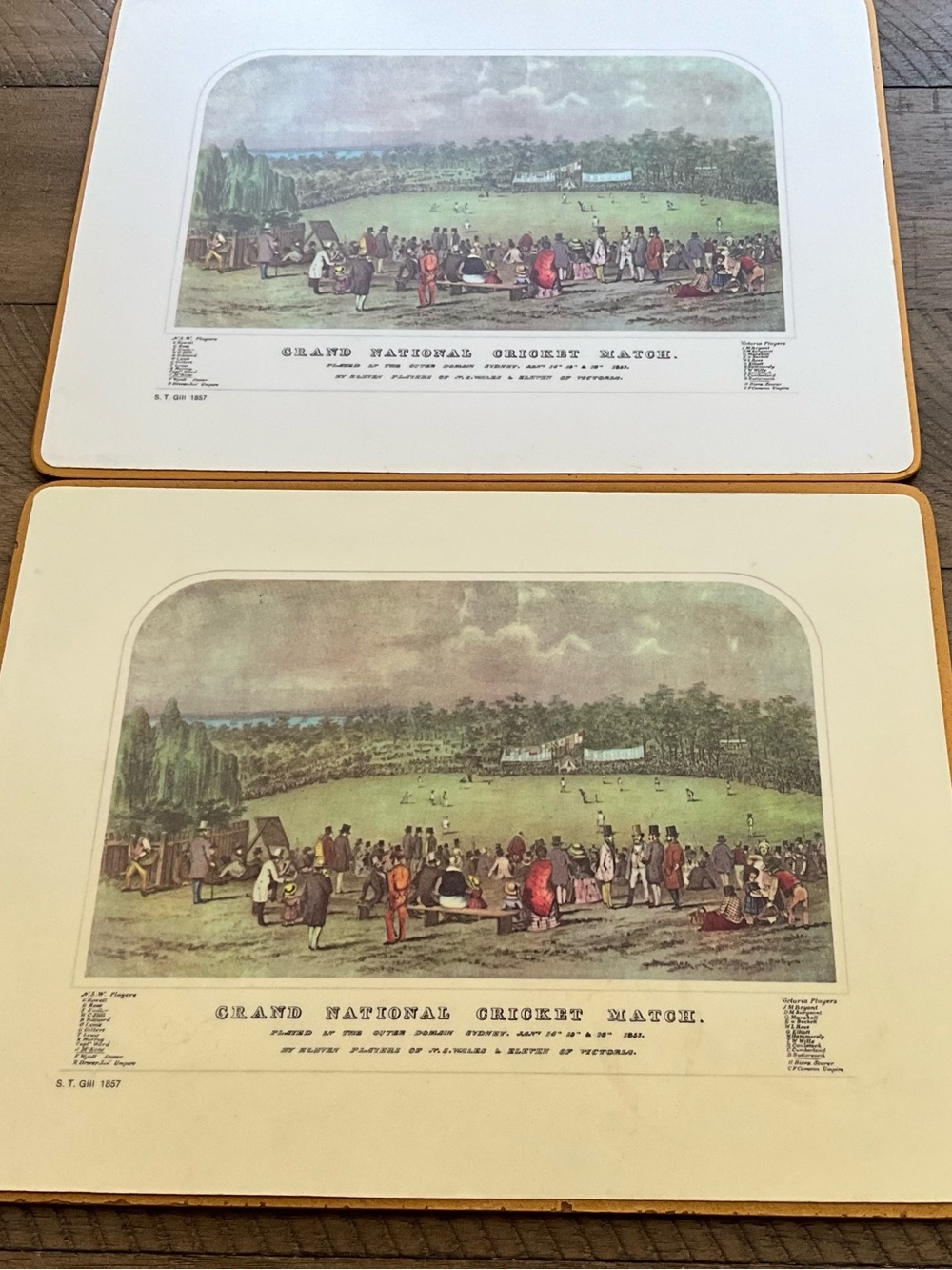 Grand National Cricket Match Placemats Set Of Australia 2 S.T. Gill 1857